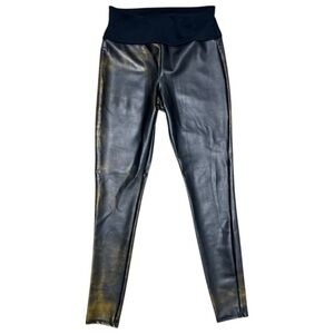 Assets by Spanx All Over Faux Leather Shaping Leggings Black & Gold Size XL